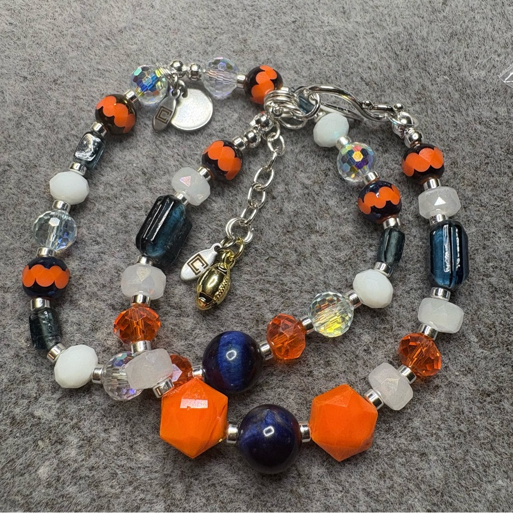 Game Day Custom Artisan Handmade Sports Team Beaded 2-pc Bracelet Set
